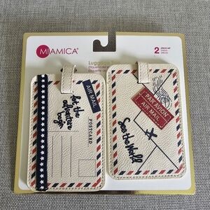 Miamica 2 Piece Luggage Tags Travel Suitcase Carry On Bag Identification